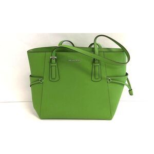 Michael Kors Voyager Green Apple Shoulder Bag W/ Zip Top Closure